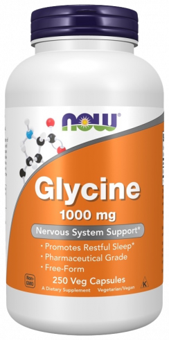 NOW Glycine 1000 mg, Глицинон, 250 капсул