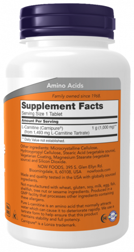 NOW L-Carnitine, L-Карнитин, 100 таблеток