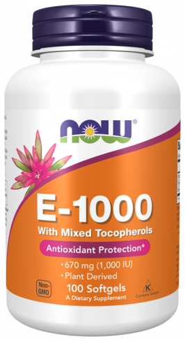 NOW Vitamin E-1000 Mixed Tocopherols, 100 капсул