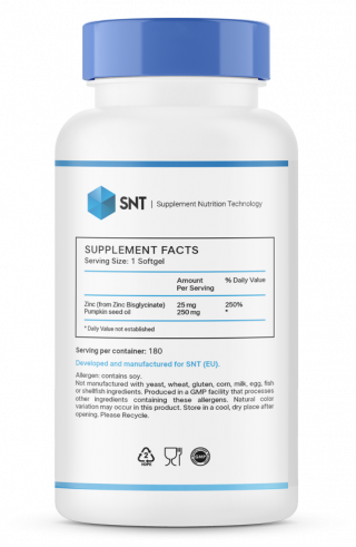 SNT Zinc Chelate 25 mg, Цинк Хелат 25 мг, 180 капсул