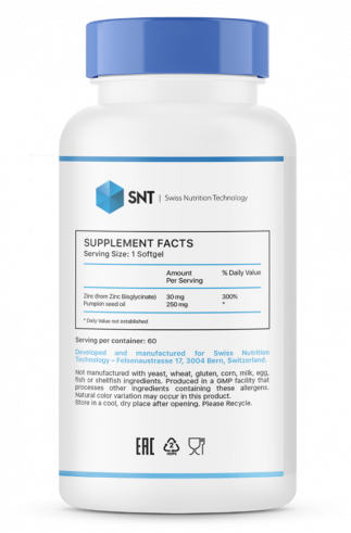 SNT Zinc Chelate, Цинк Хелат, 150 капсул