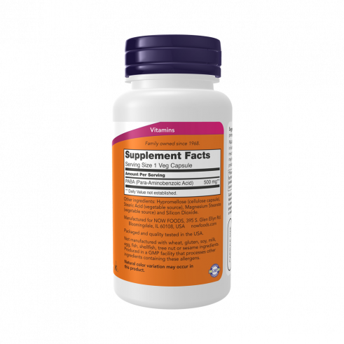 NOW PABA 500 mg, 100 капсул